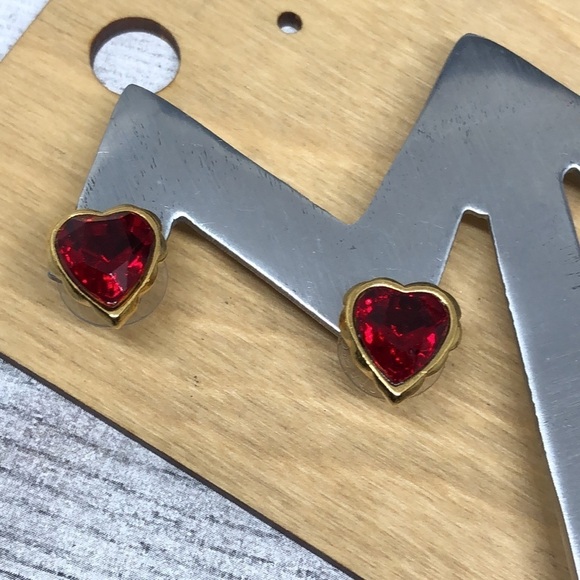 Bundle lot 2 dark red crystal earrings Avon and more - Picture 5 of 6
